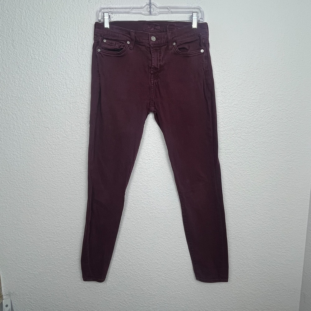 7 For All Mankind‎ Ankle Gwenevere Jeans Womens 28 Red Cotton Stretch Mid Rise